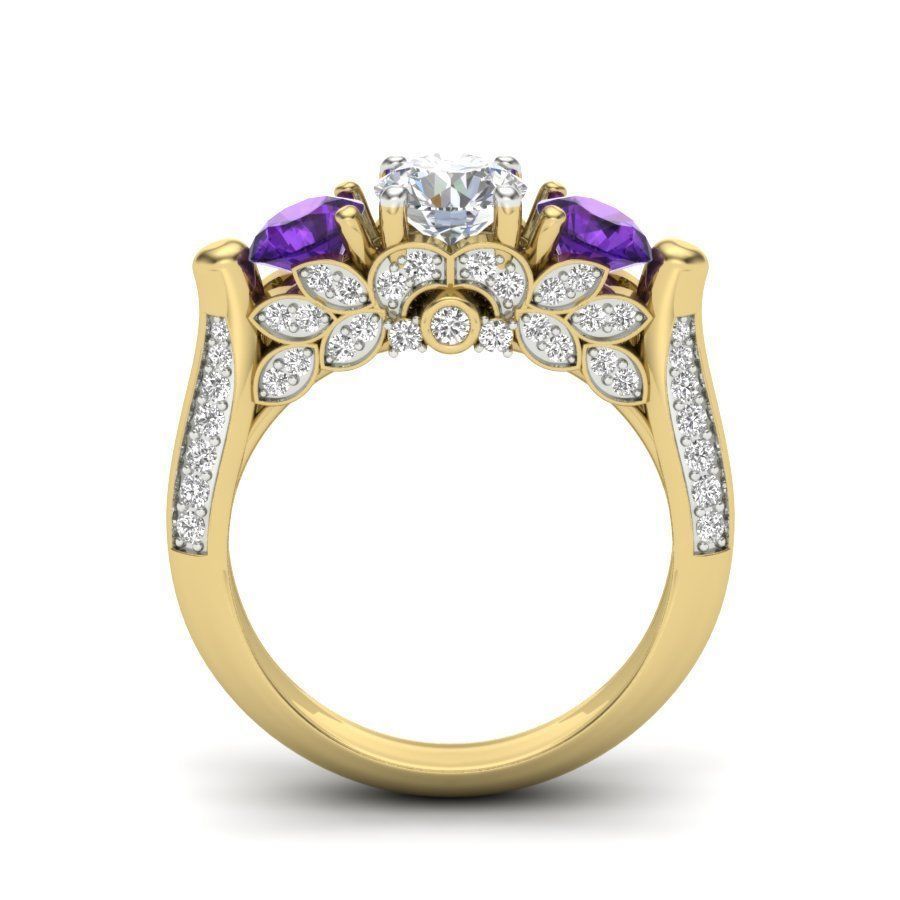 Vintage Engagement Ring  3D print model_12