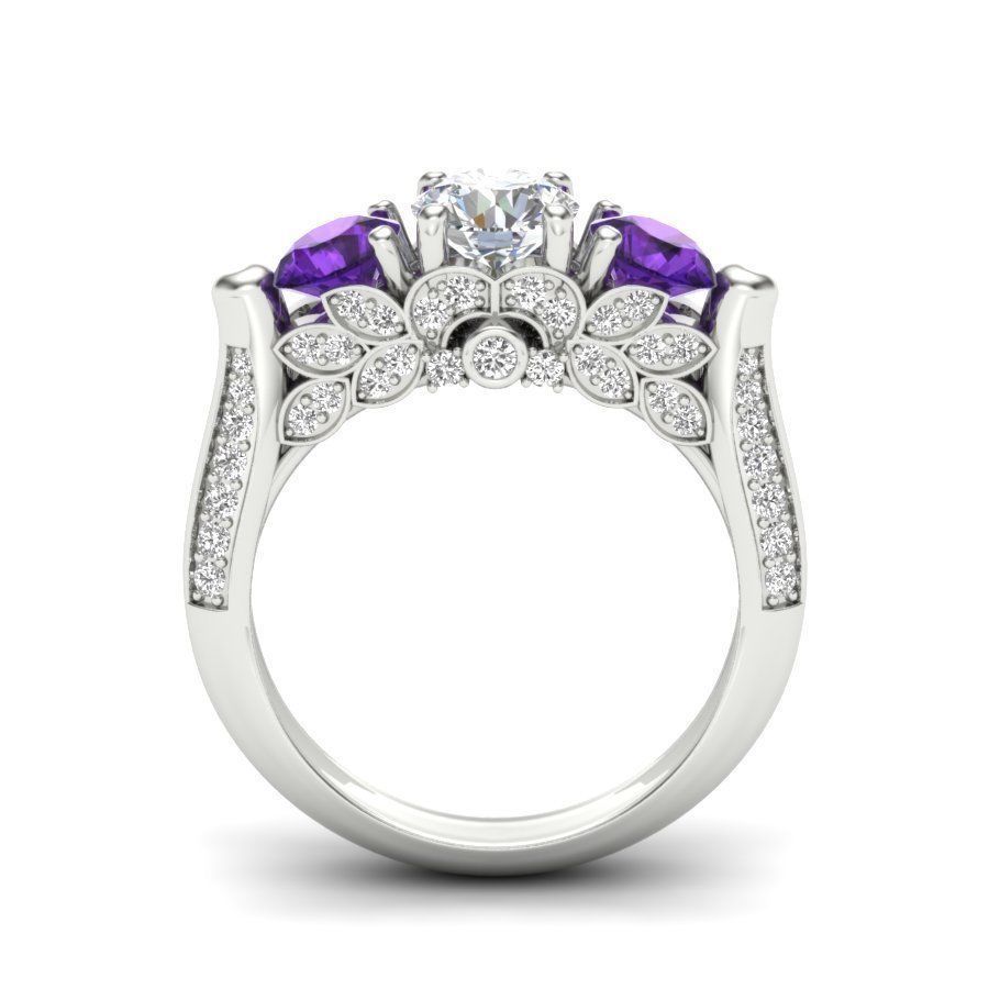 Vintage Engagement Ring  3D print model_7