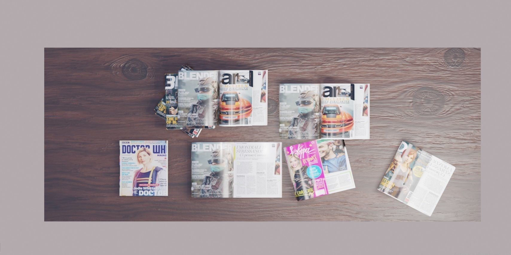 realistic collection of magazines Low-poly 3D model_8