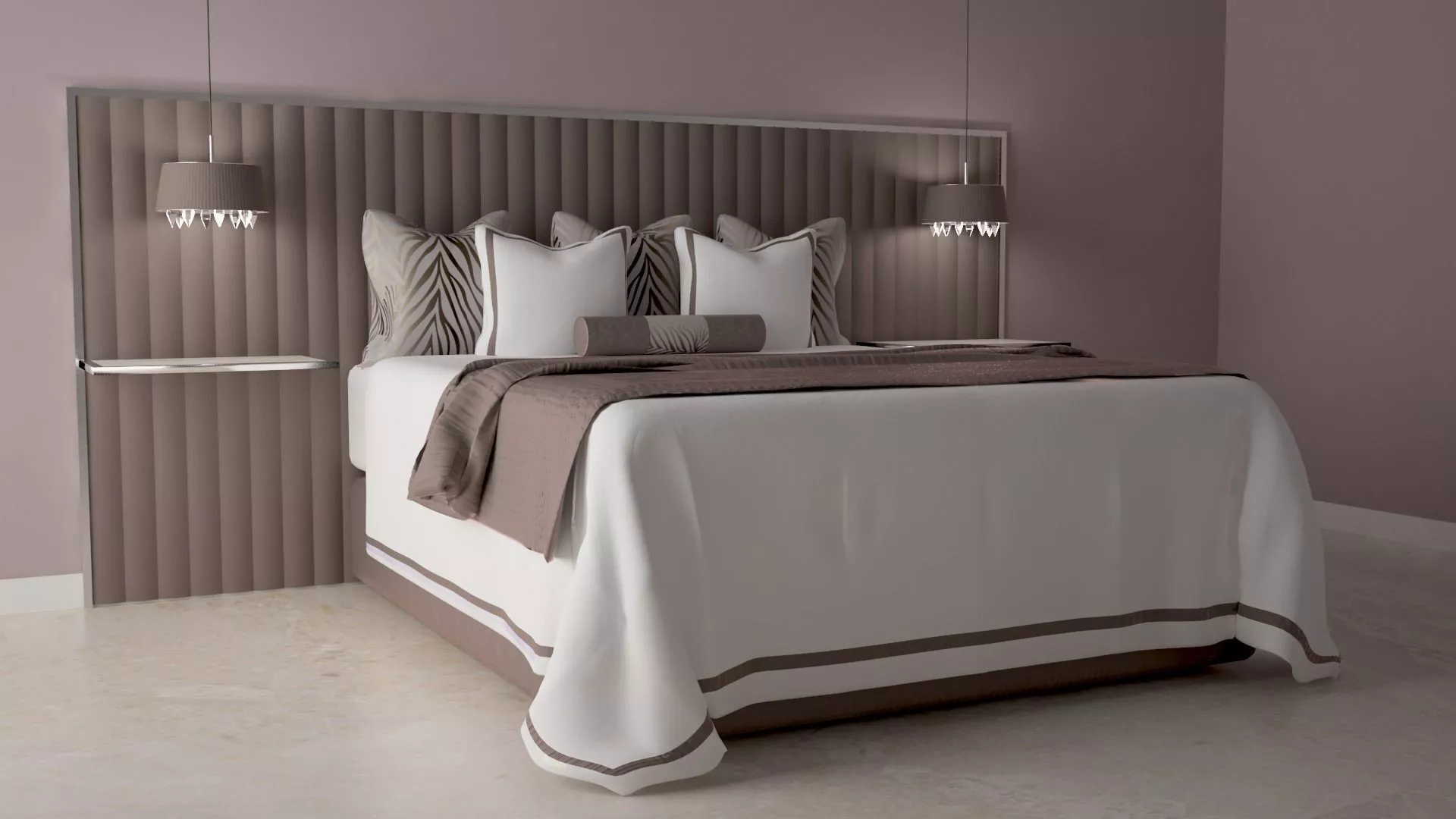 Bed with bedclothes Free 3D model
