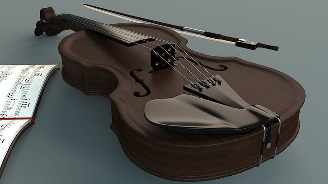Violin and open book 3D model