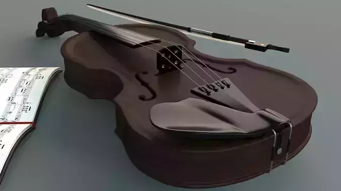 Violin and open book 3D model