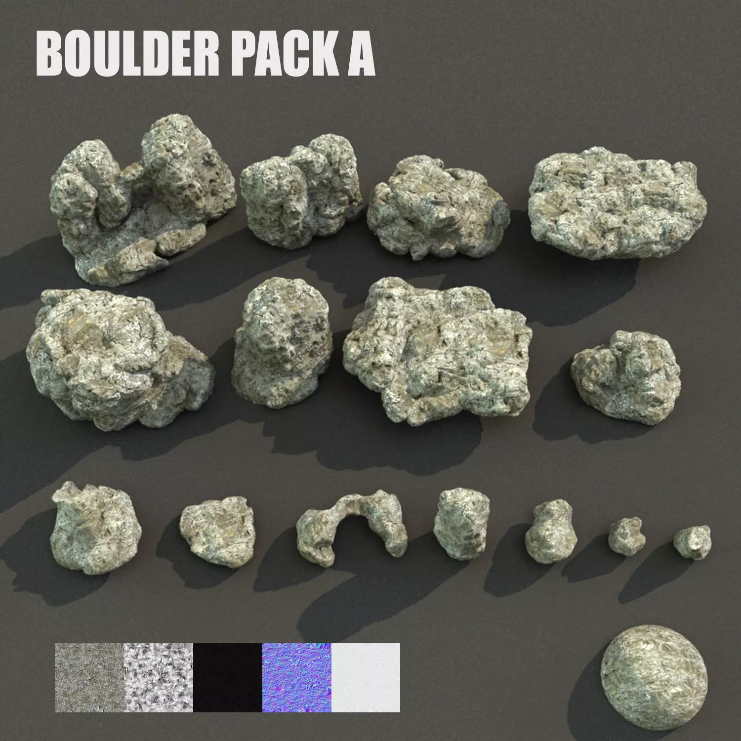 Boulders Pack A bundle 3D model_0