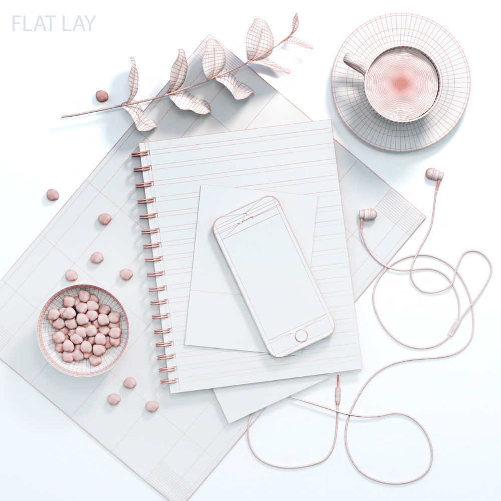 Decorative FLAT LAY set 3D model_2