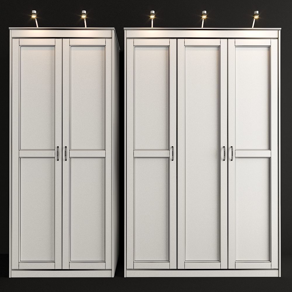 Wardrobesongesand pair of wardrobes with lights 3D model_2