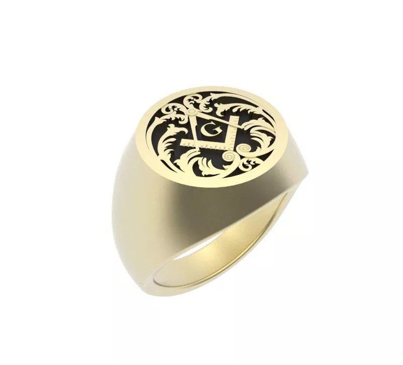 Gents 15mm Round Top Freemason Signet Ring 3D print model