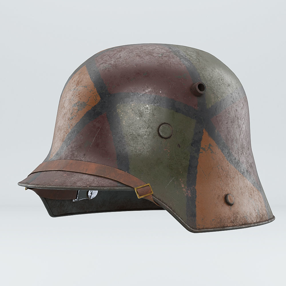 German Helmet WWI Stahlhelm M1916 Camo 3D model_3