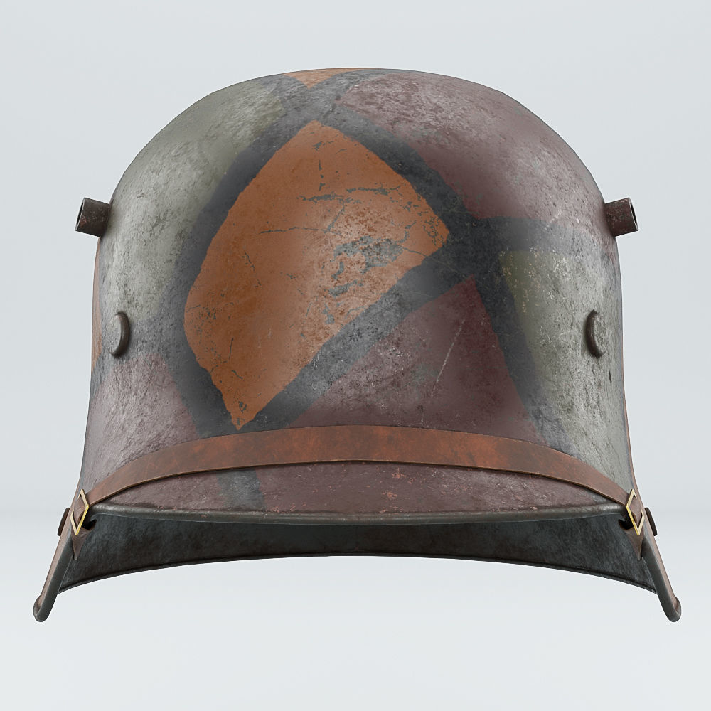 German Helmet WWI Stahlhelm M1916 Camo 3D model_1
