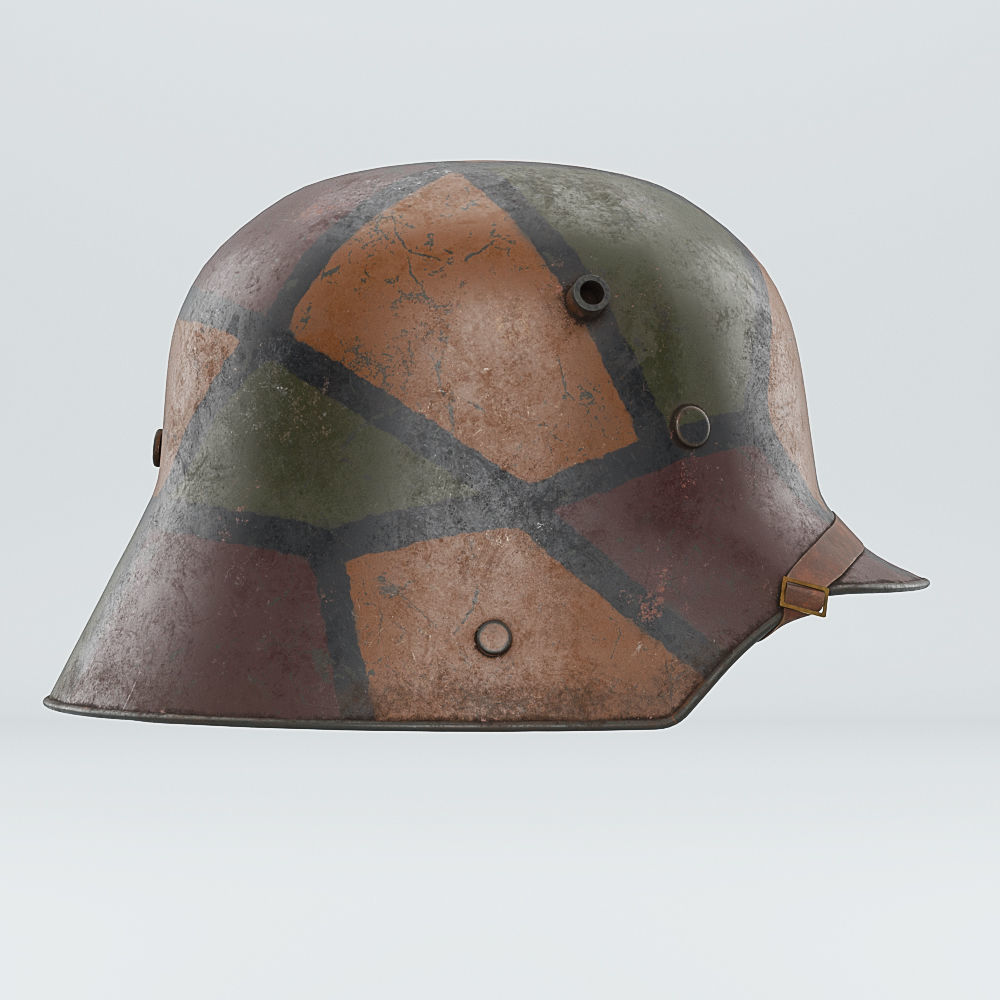 German Helmet WWI Stahlhelm M1916 Camo 3D model_4