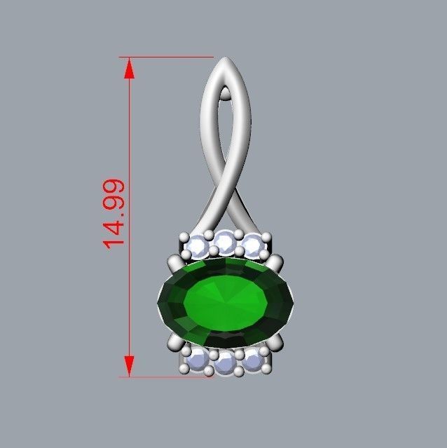 Women earrings with gem and diamonds 3dm stl vintage 3D print model_6