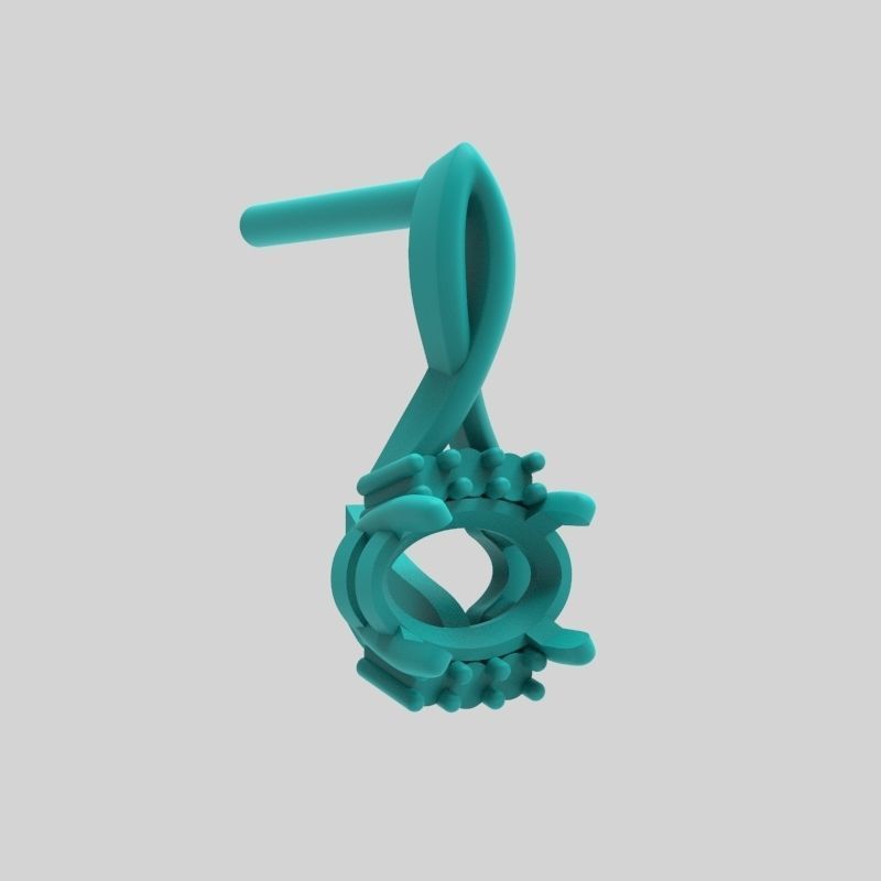 Women earrings with gem and diamonds 3dm stl vintage 3D print model_4