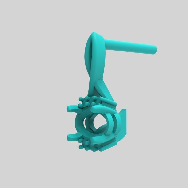 Women earrings with gem and diamonds 3dm stl vintage 3D print model_3