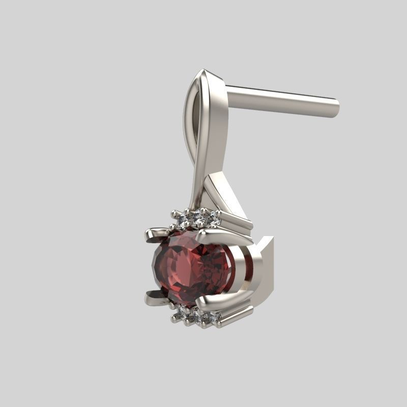 Women earrings with gem and diamonds 3dm stl vintage 3D print model_1