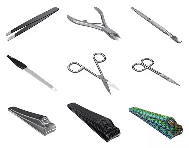 Manicure set teflon-coated stainless steel knife 3D Model Collection
