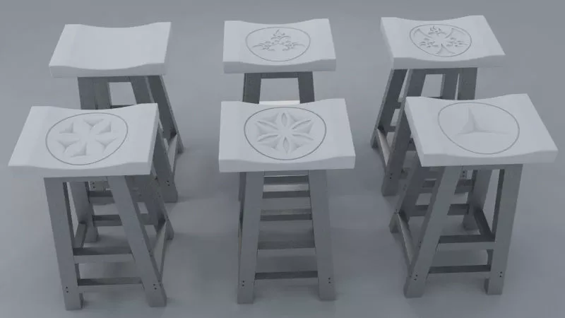 Chair set of stools Free 3D model
