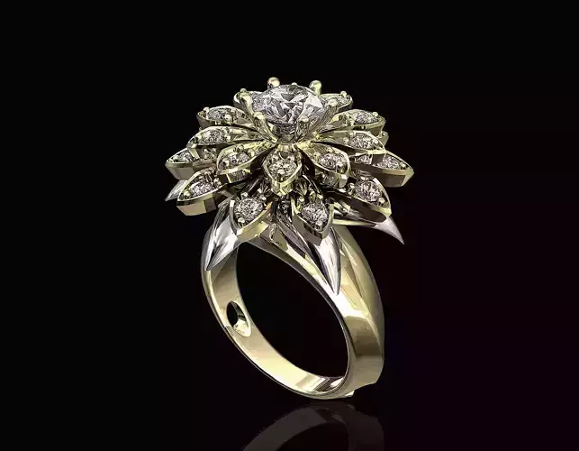 Flower Ring with gemstones