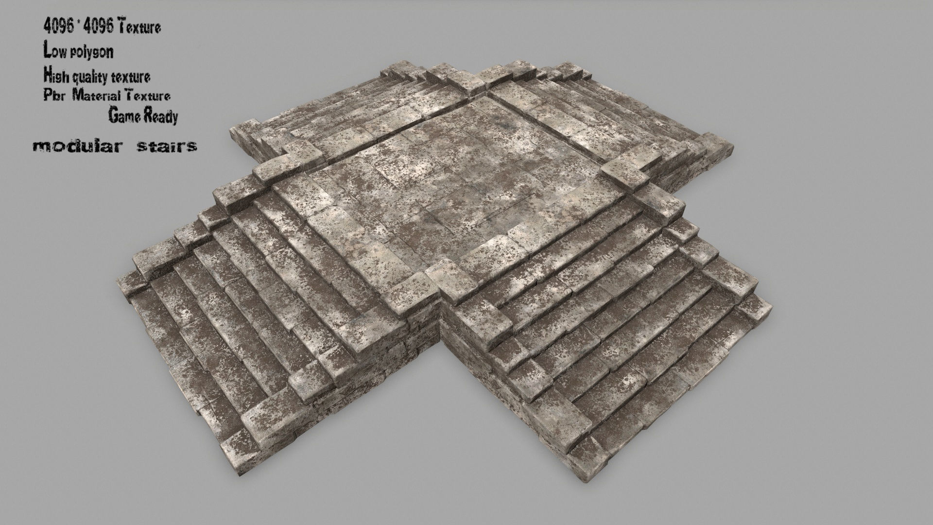 stairs 2 stone staircase Low-poly 3D model_1