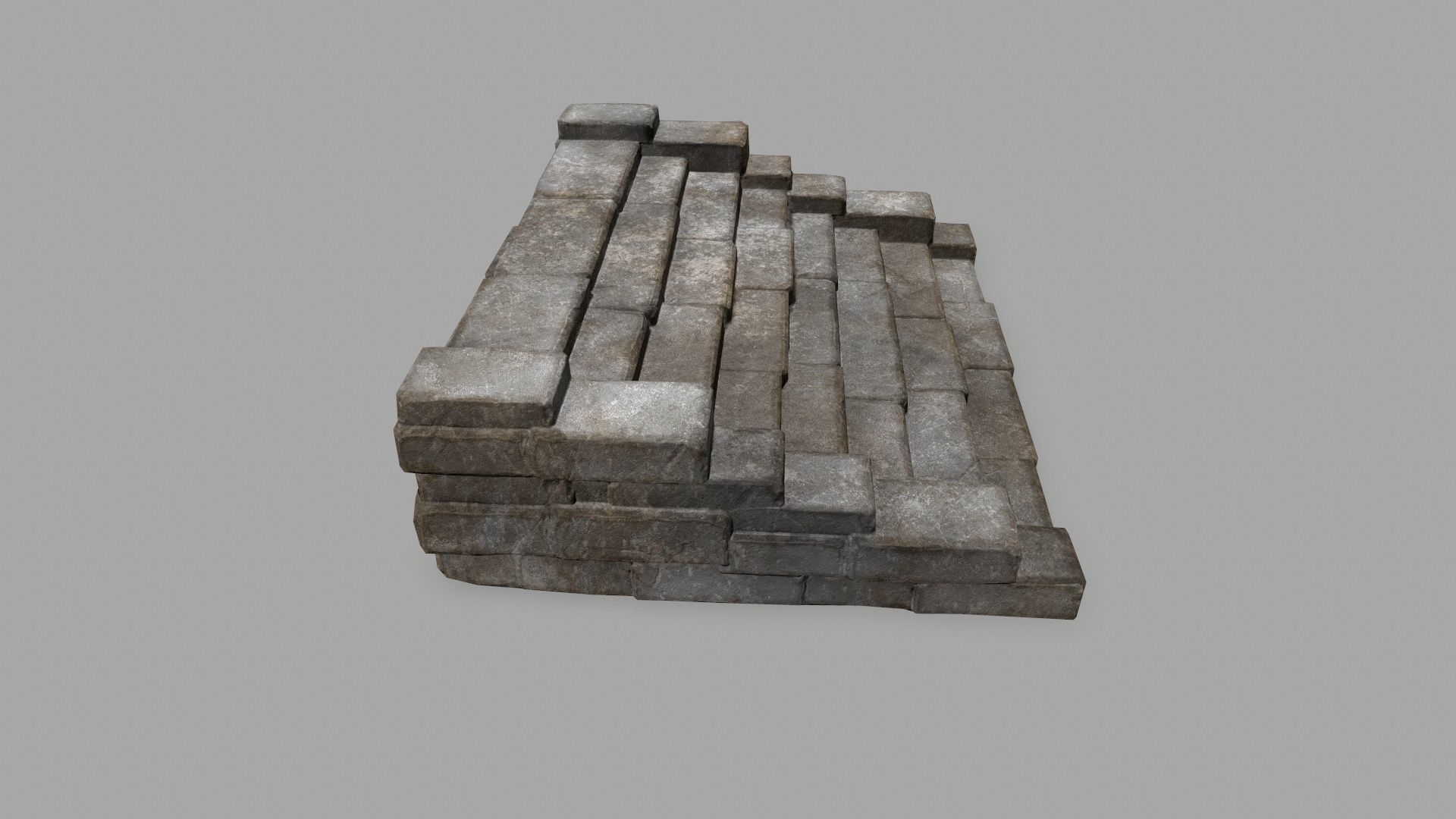 stairs 4 set of stone steps Low-poly 3D model_4