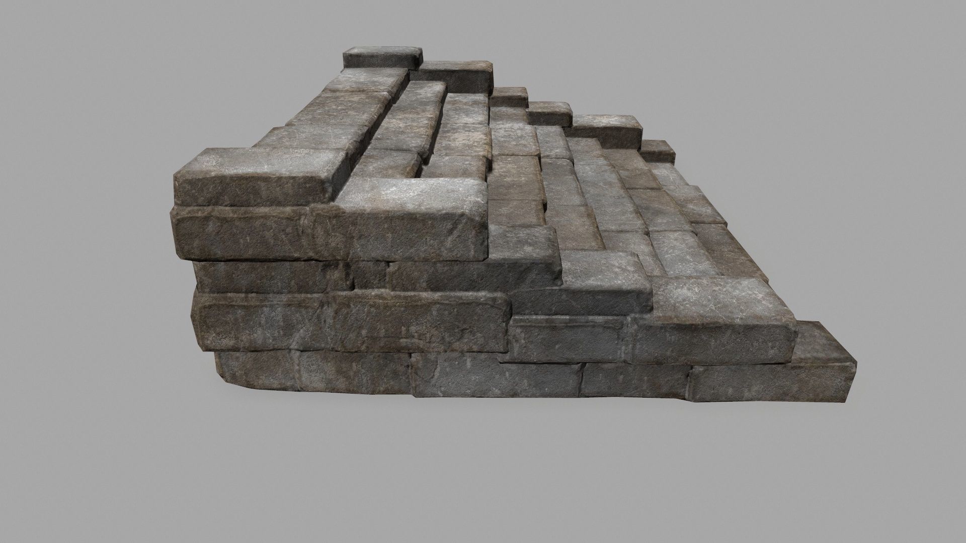 stairs 4 set of stone steps Low-poly 3D model_10