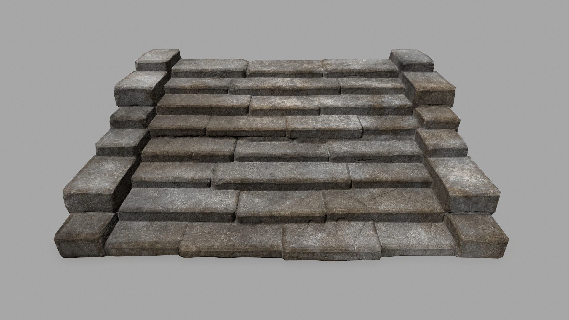 stairs 4 set of stone steps Low-poly 3D model_1