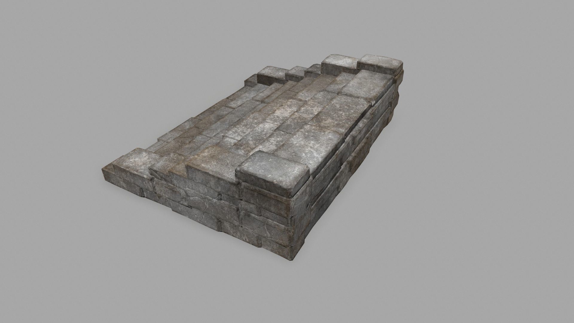 stairs 4 set of stone steps Low-poly 3D model_7