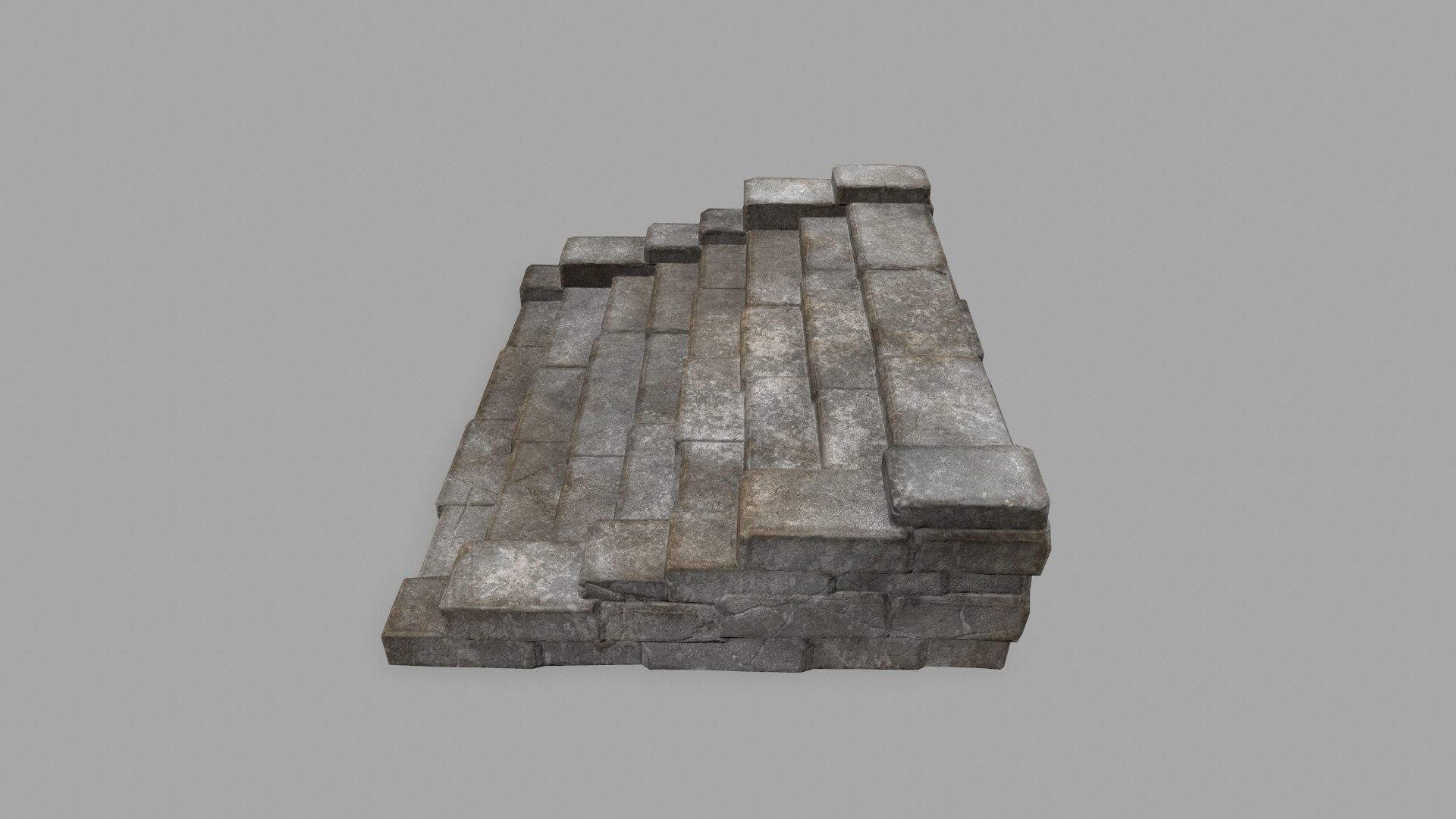 stairs 4 set of stone steps Low-poly 3D model_8