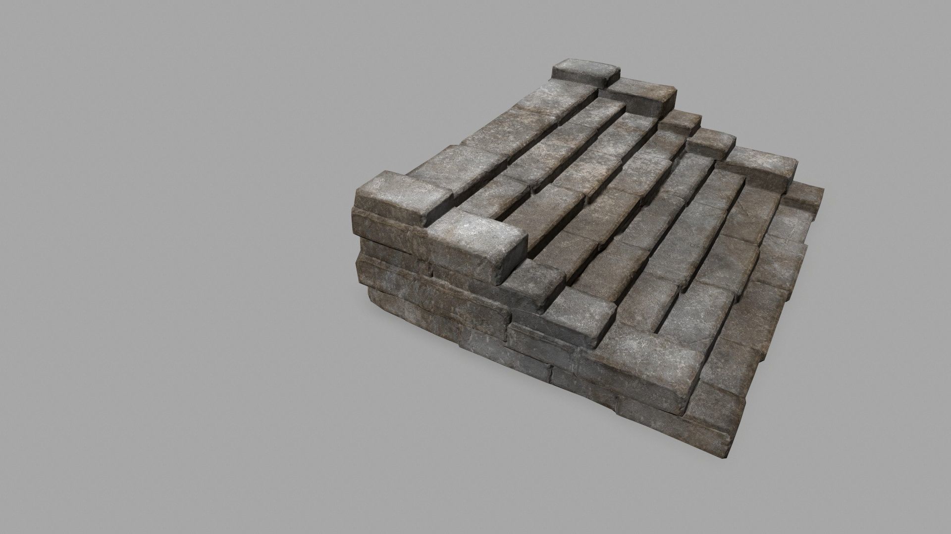 stairs 4 set of stone steps Low-poly 3D model_3