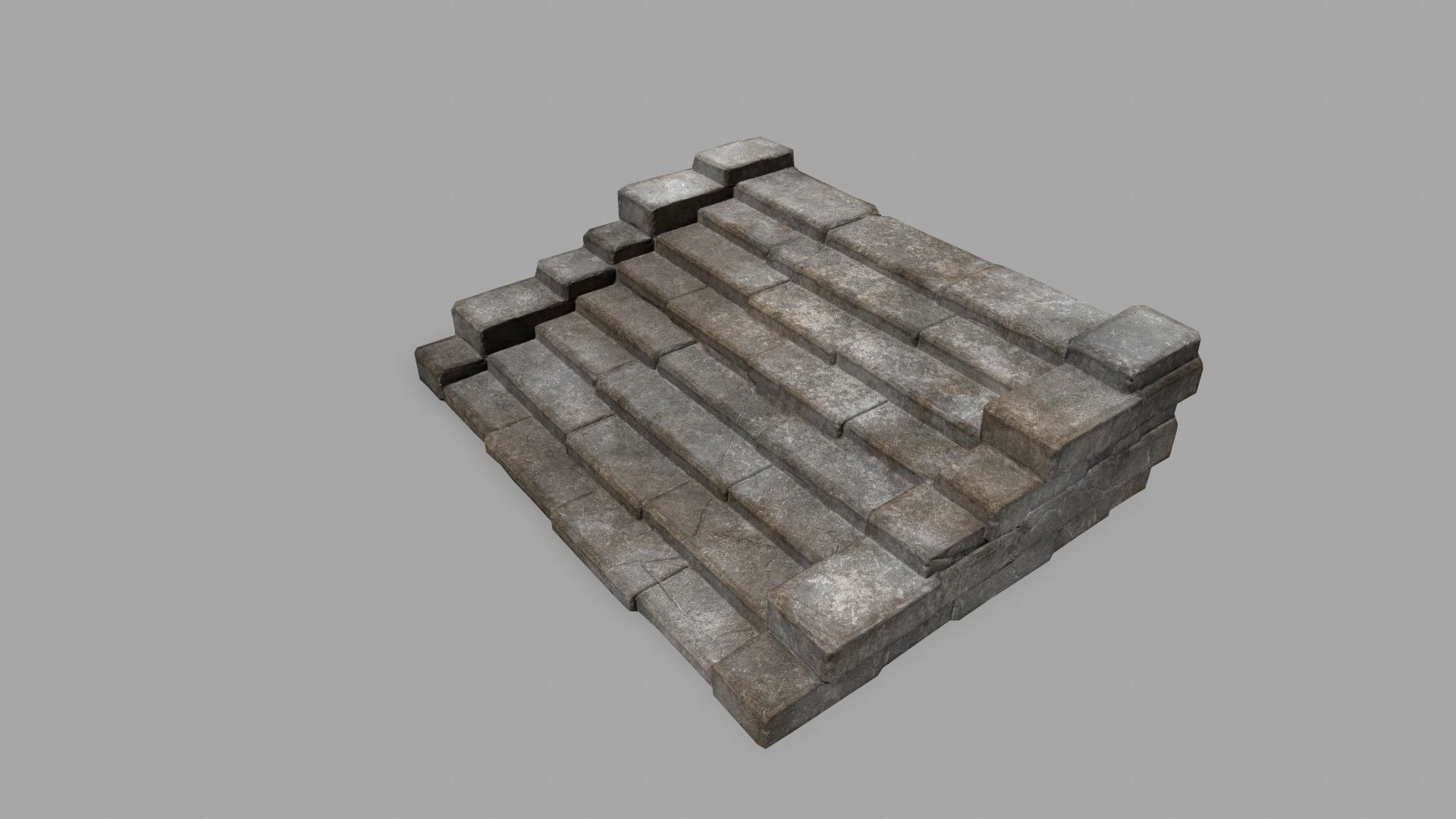 stairs 4 set of stone steps Low-poly 3D model_9