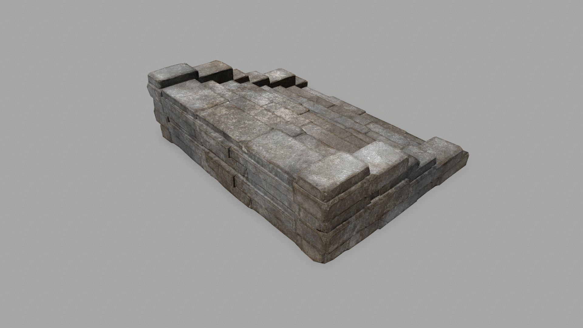 stairs 4 set of stone steps Low-poly 3D model_5