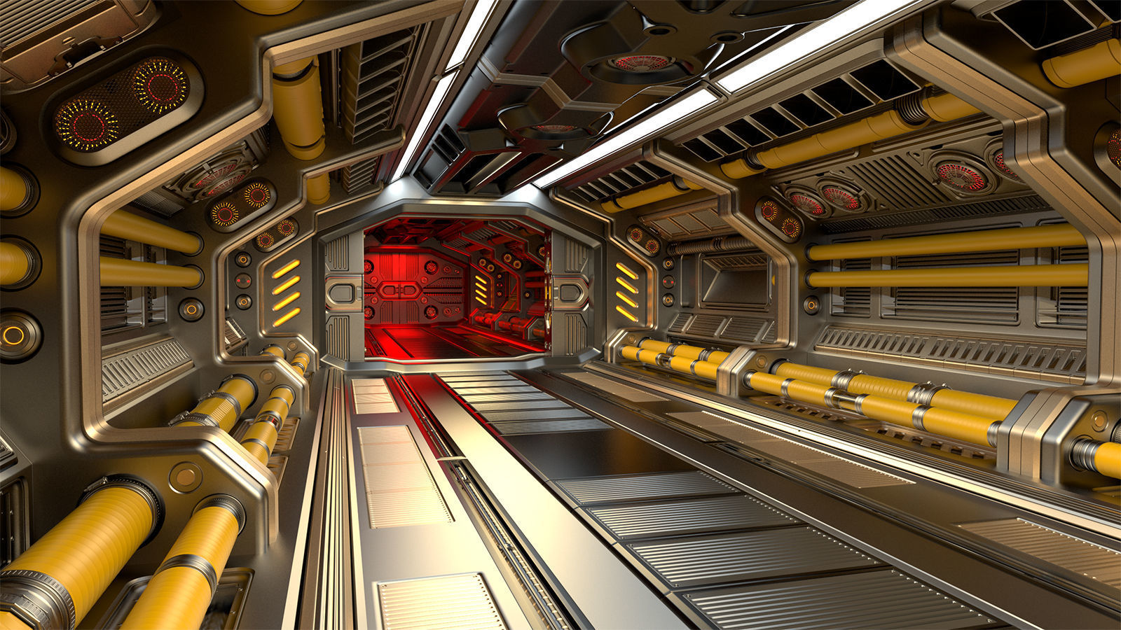 Sci Fi Modular Corridor ADVANCED EDITION 3D model_6
