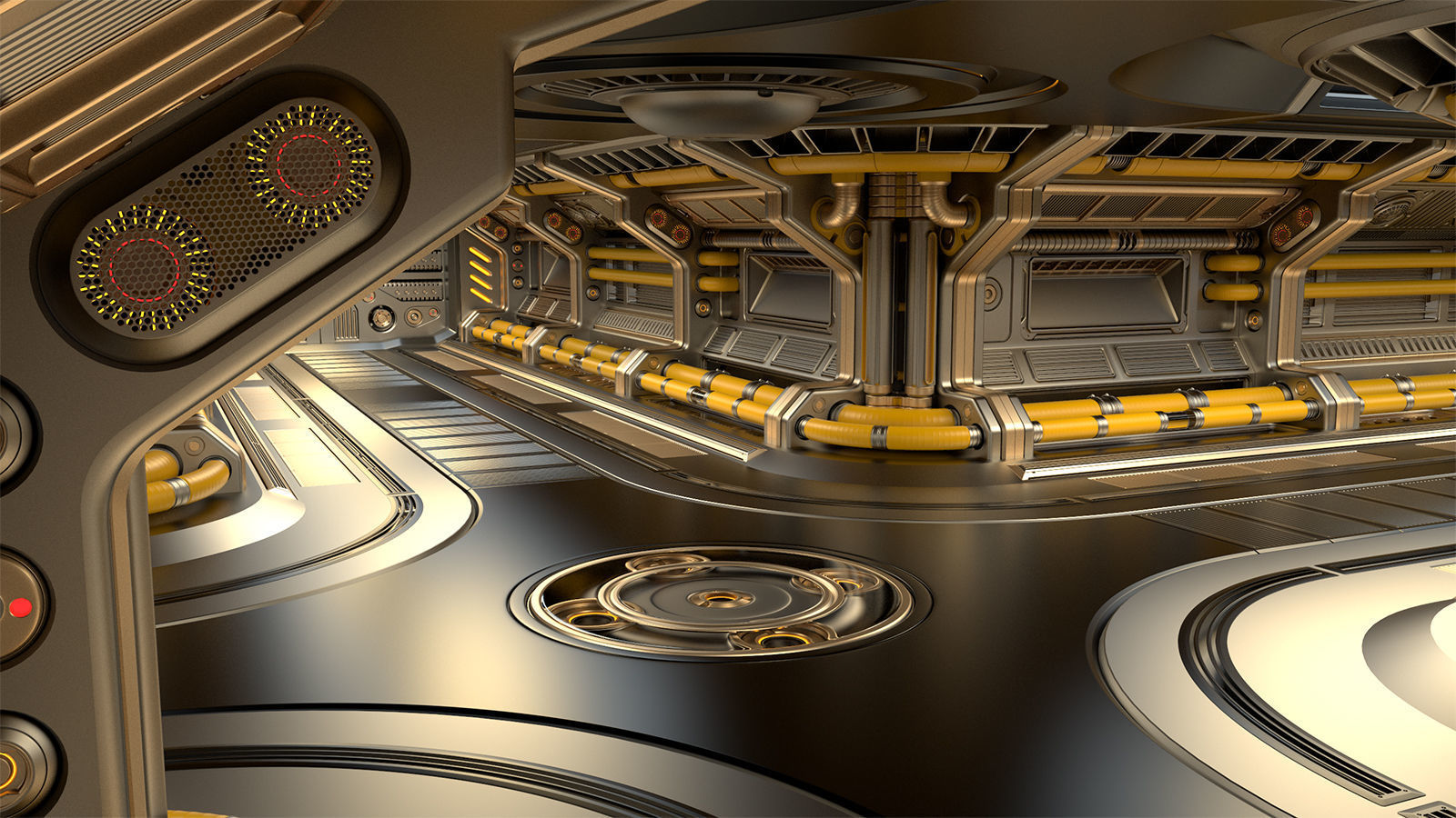 Sci Fi Modular Corridor ADVANCED EDITION 3D model_2