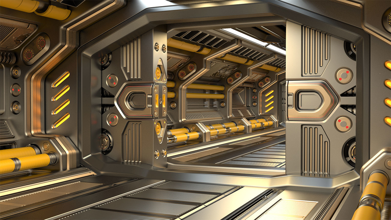 Sci Fi Modular Corridor ADVANCED EDITION 3D model_13