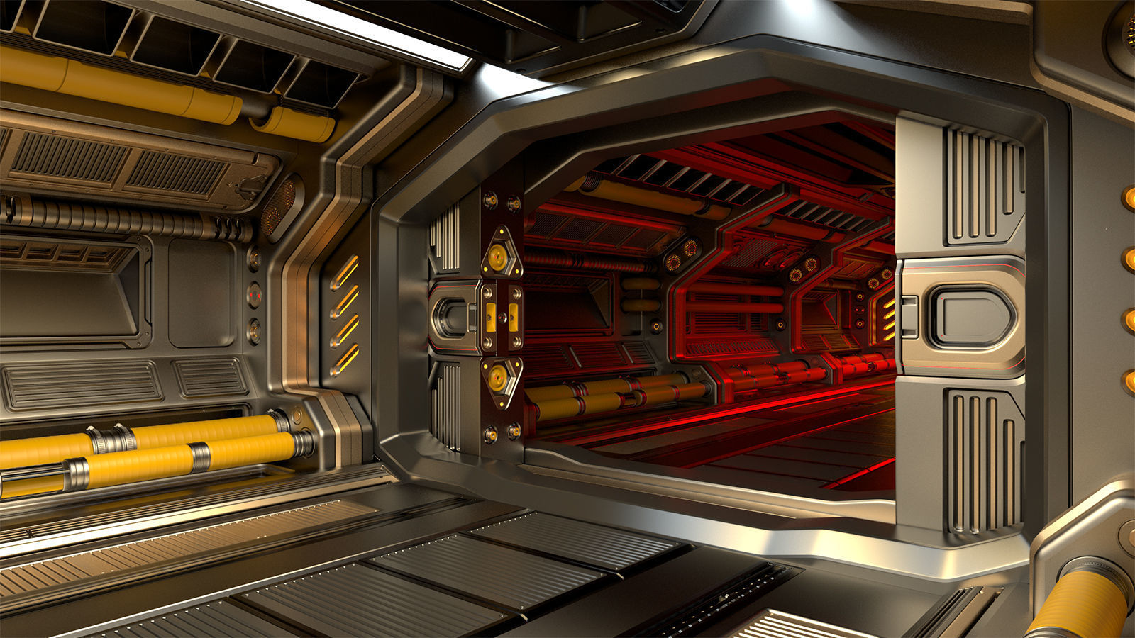 Sci Fi Modular Corridor ADVANCED EDITION 3D model_3