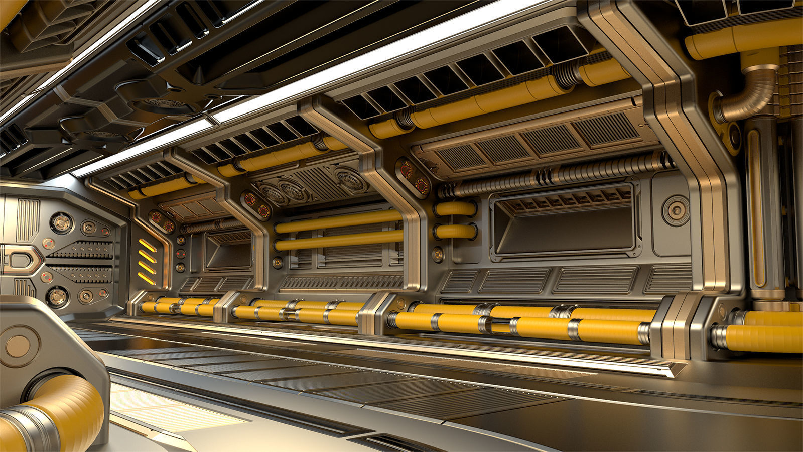Sci Fi Modular Corridor ADVANCED EDITION 3D model_1