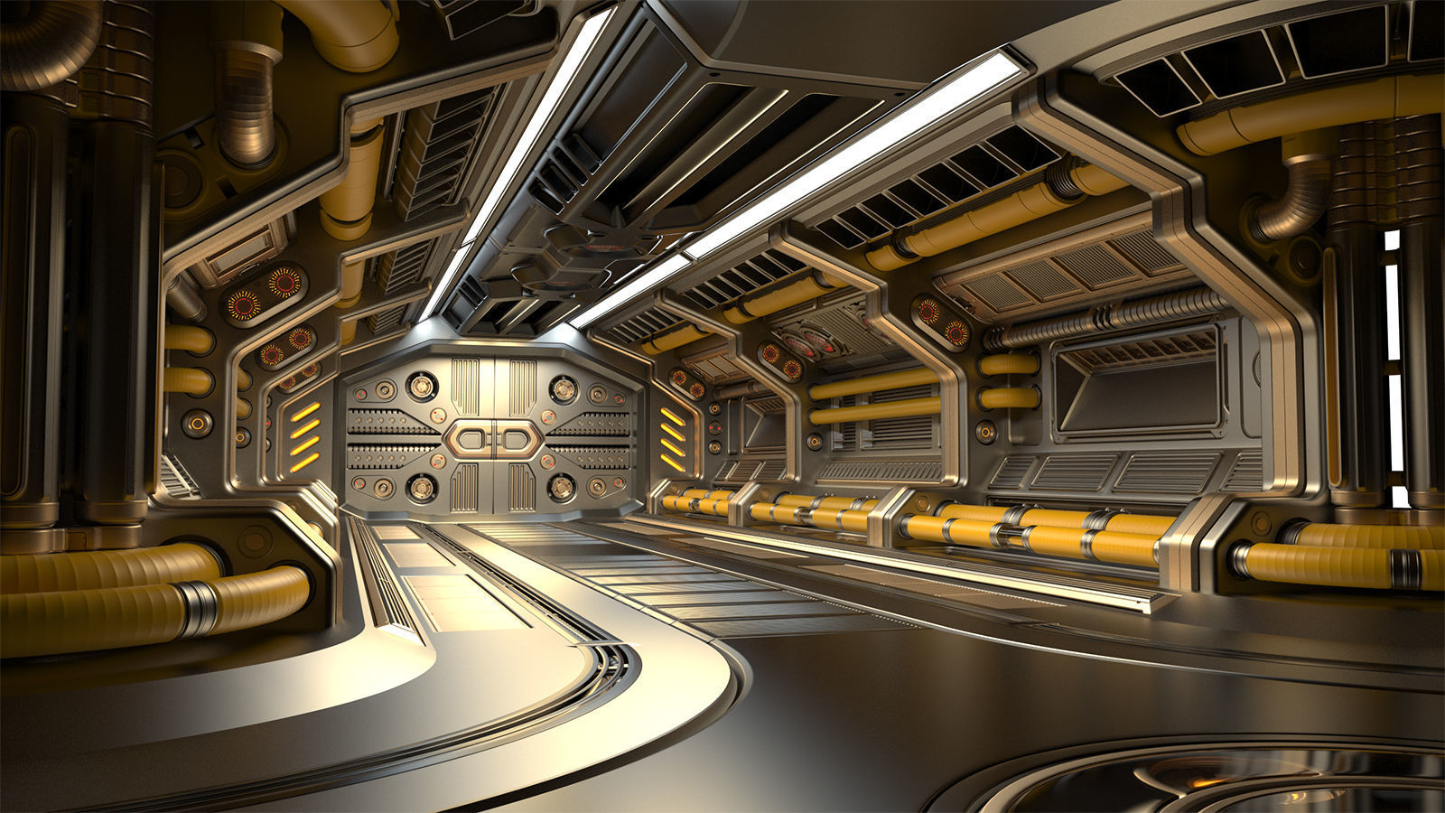 Sci Fi Modular Corridor ADVANCED EDITION 3D model_7