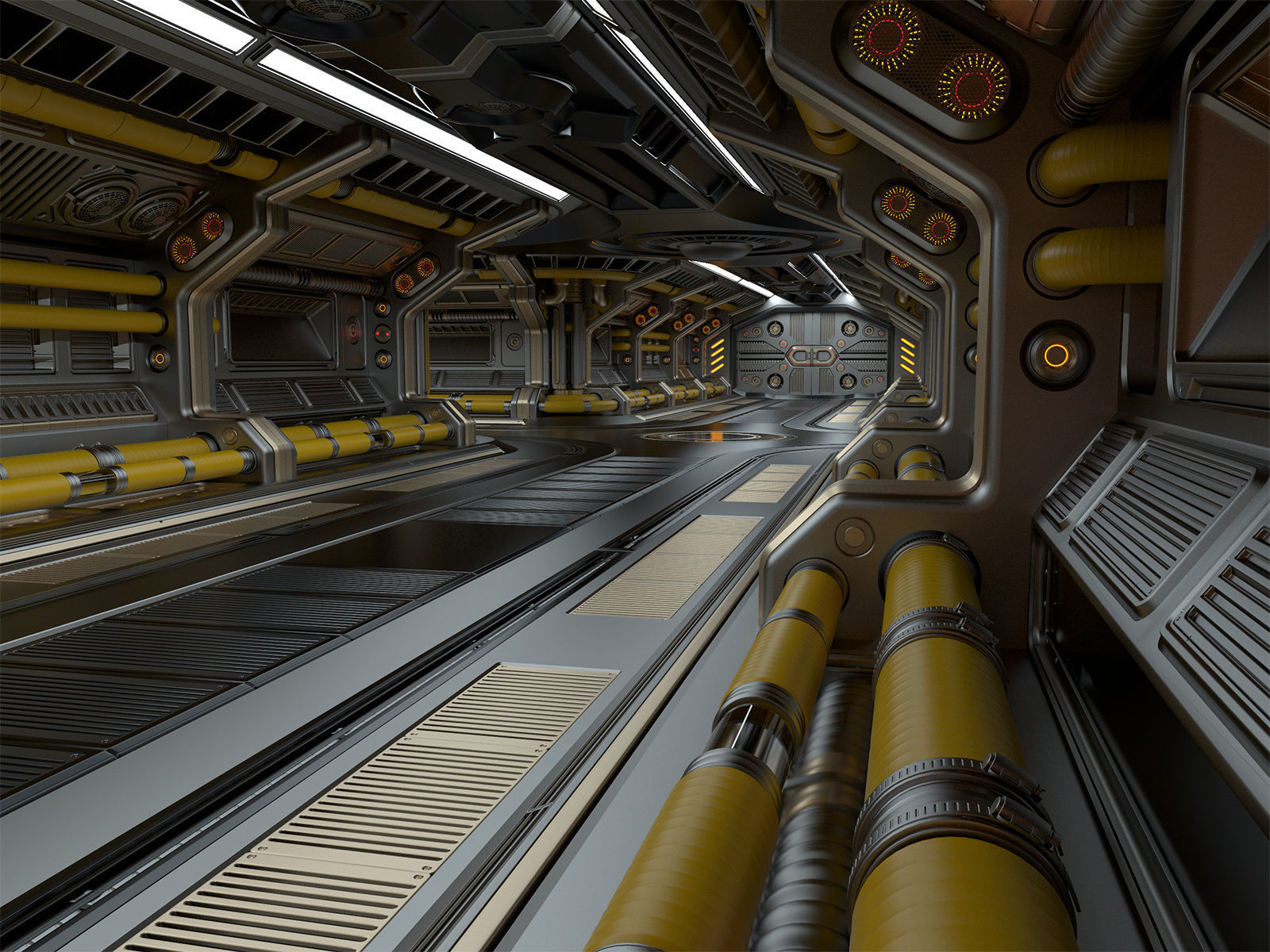 Sci Fi Modular Corridor ADVANCED EDITION 3D model_9