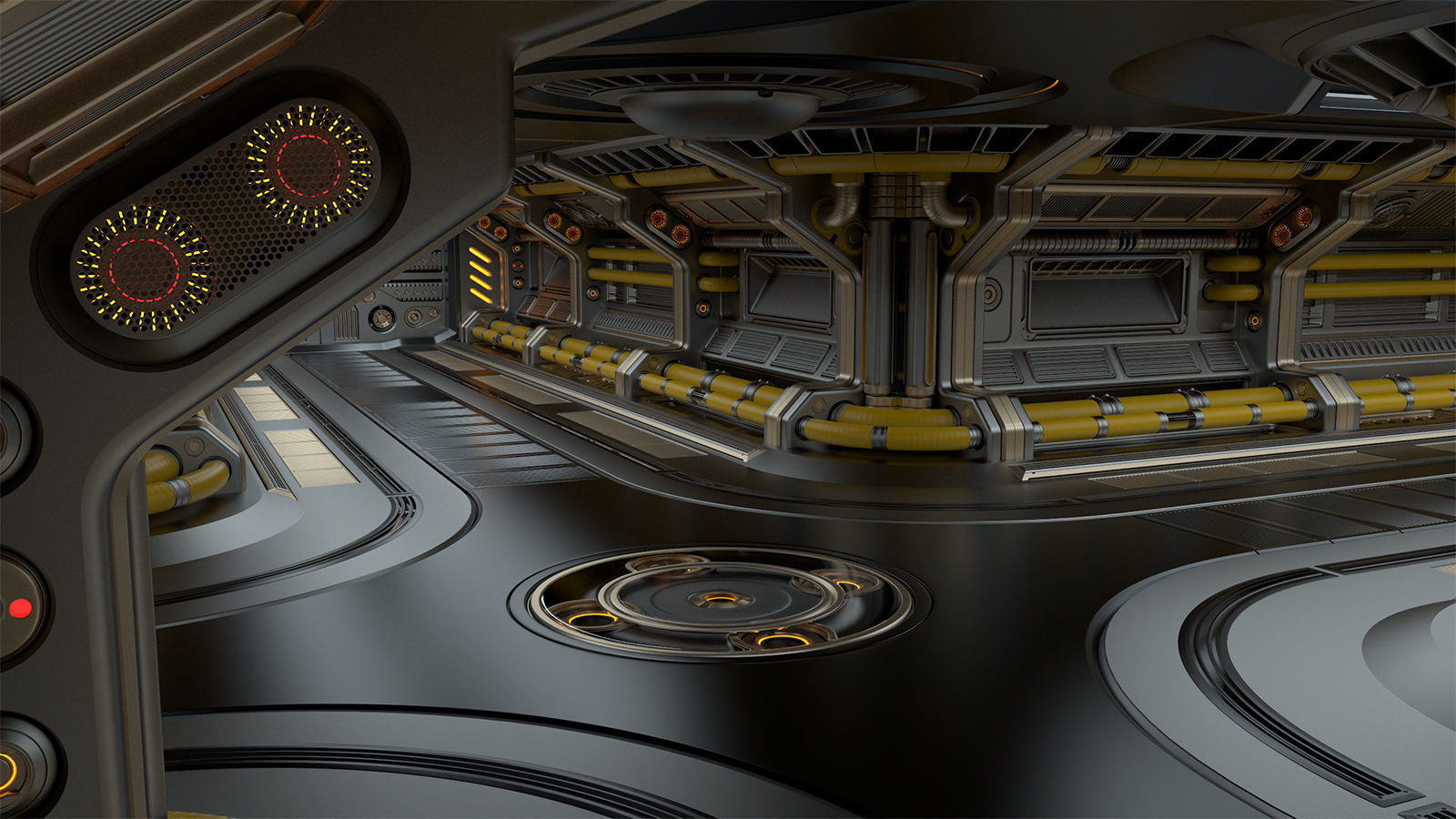 Sci Fi Modular Corridor ADVANCED EDITION 3D model_11