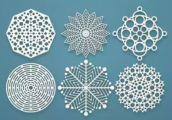 Geometric Snowflakes 3D print model
