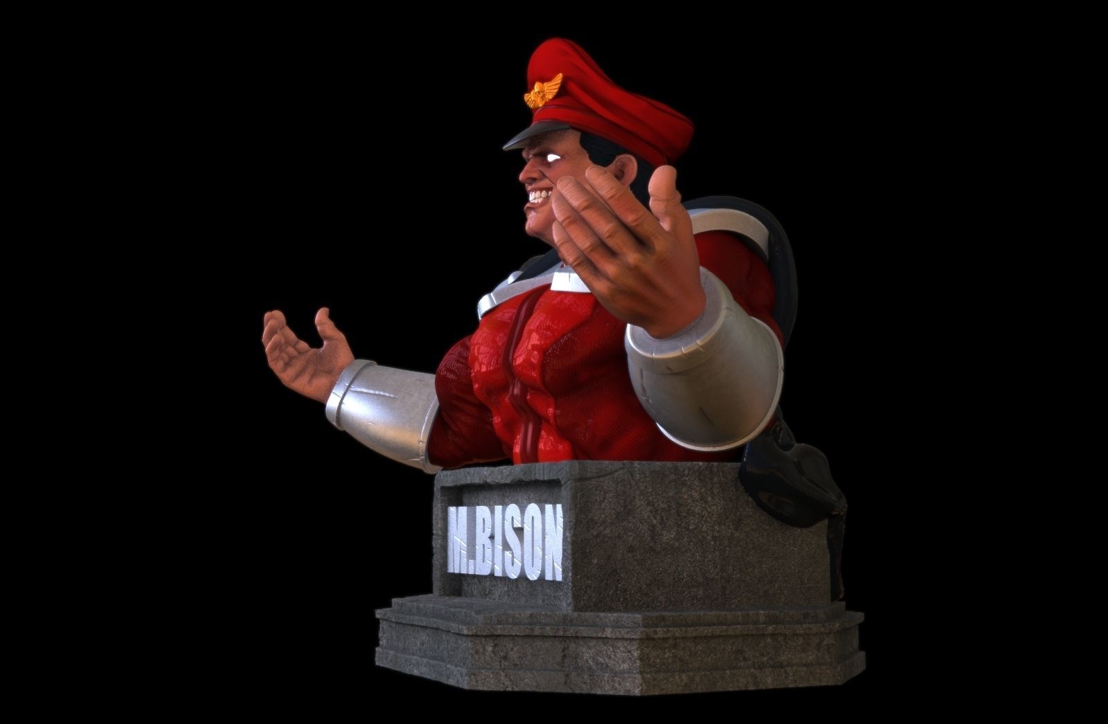 M Bison bust 3D print model_2