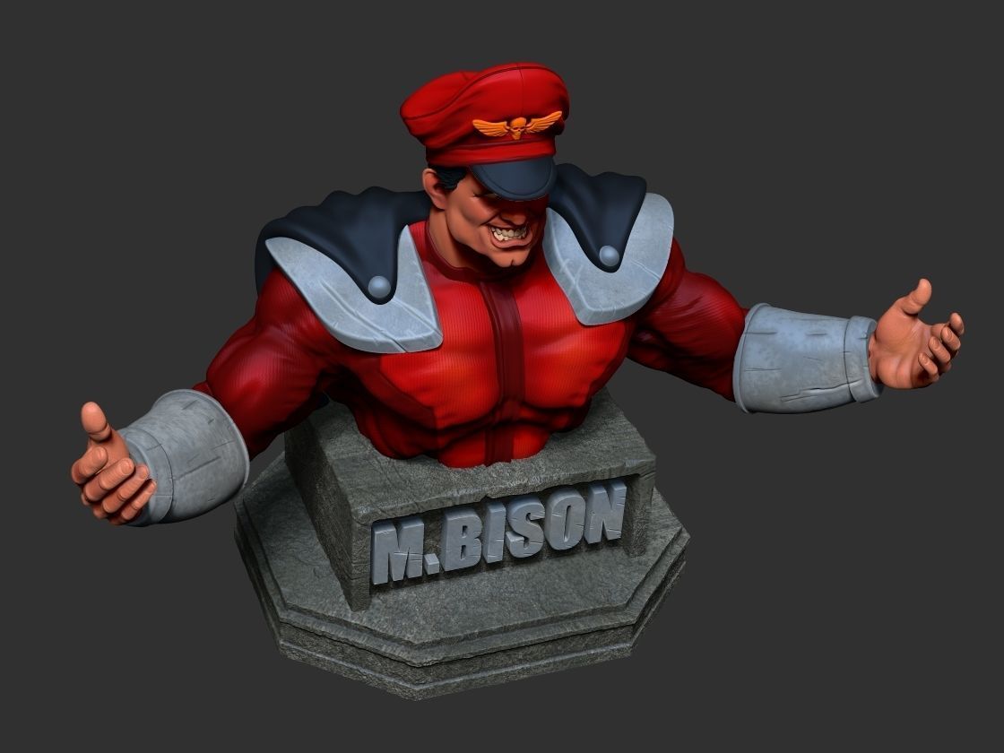M Bison bust 3D print model_12
