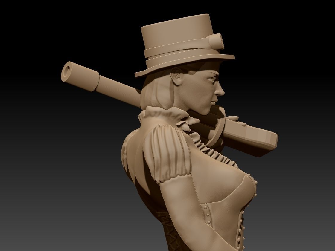 Steam Punk Woman 001 3D print model_6