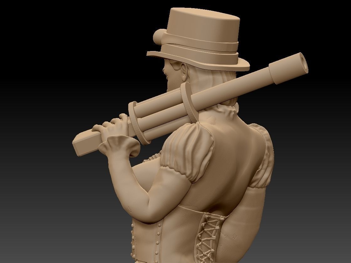 Steam Punk Woman 001 3D print model_8