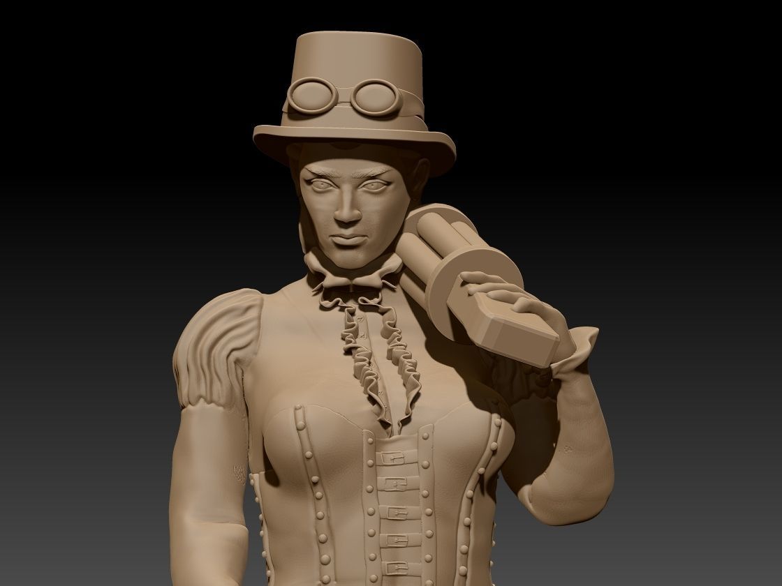 Steam Punk Woman 001 3D print model_5
