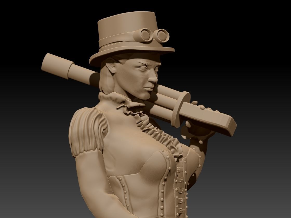 Steam Punk Woman 001 3D print model_2