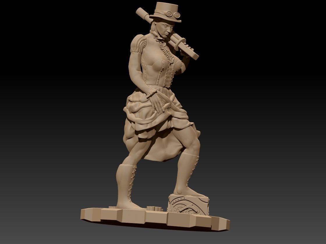 Steam Punk Woman 001 3D print model_11