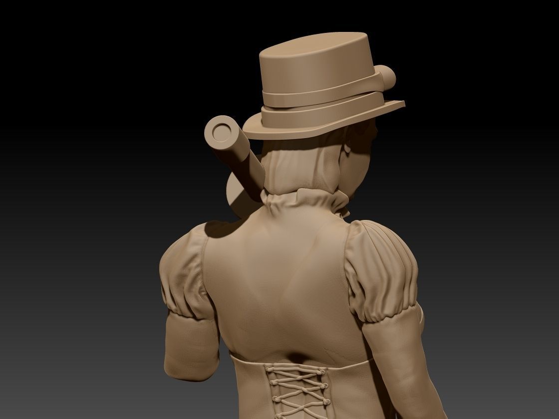 Steam Punk Woman 001 3D print model_7