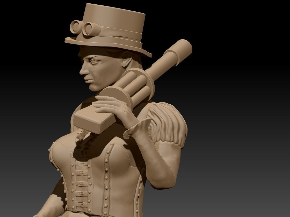 Steam Punk Woman 001 3D print model_9