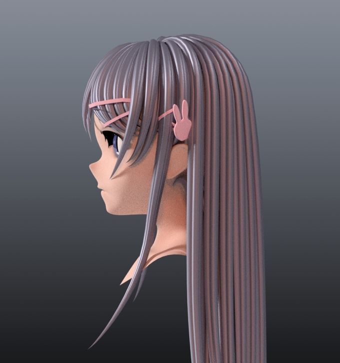 Sakurajima Mai hair style 3D 3D model_4