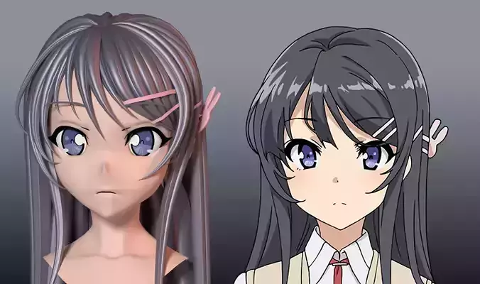 Sakurajima Mai hair style 3D 3D model