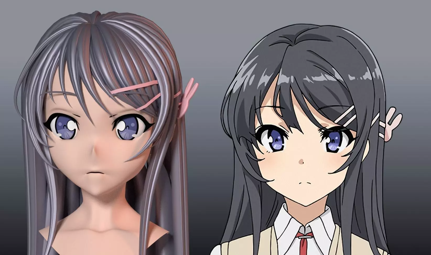 Sakurajima Mai hair style 3D 3D model_0